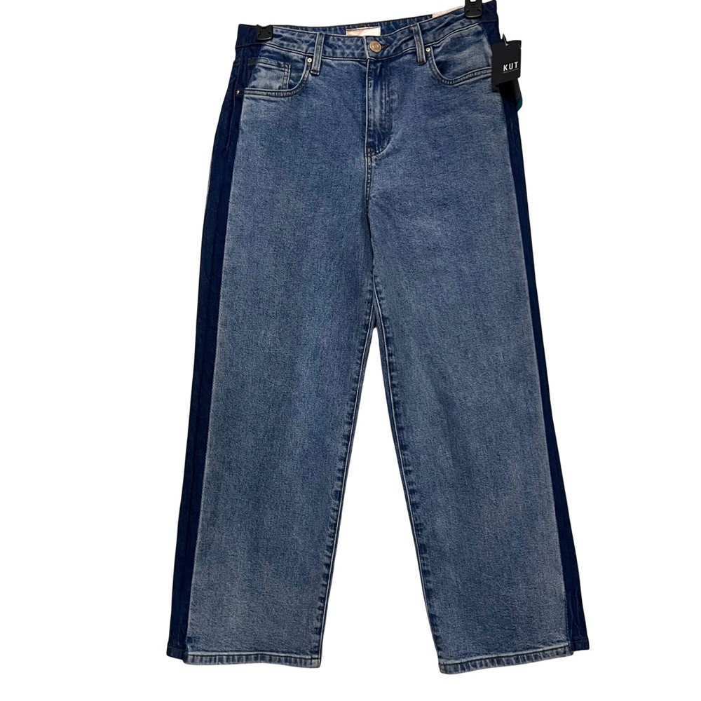 Kut From The Kloth Women's Jean Charlotte Rigid High Rise‎ Wide Leg Sz 6 Denim